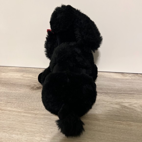 Vintage Black Poodle Stuffed Valentine Puppy Dog Animal Plush with Bow - Picture 5 of 6